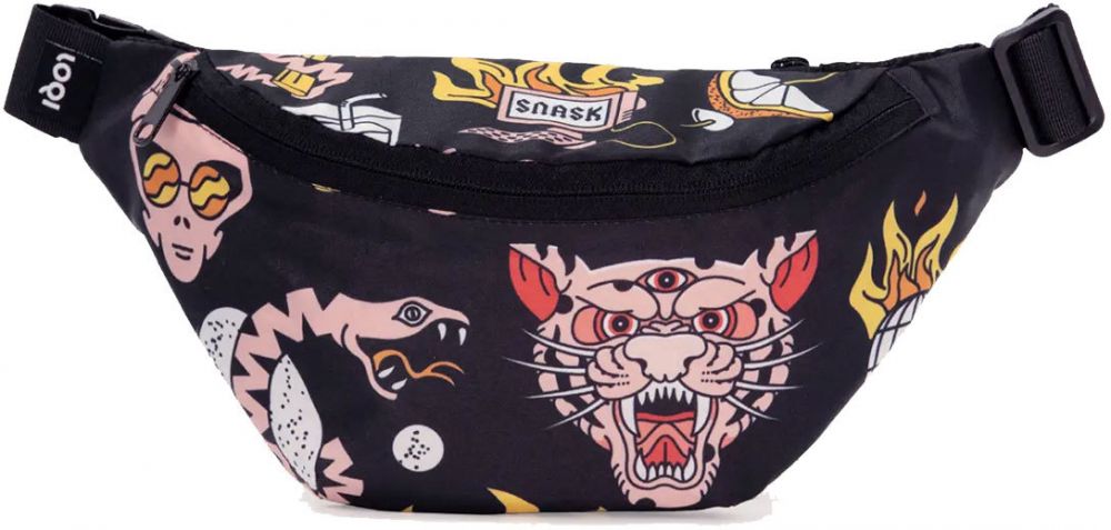 Loqi SNASK Tiger Snake Beer Black Recycled Bumbag