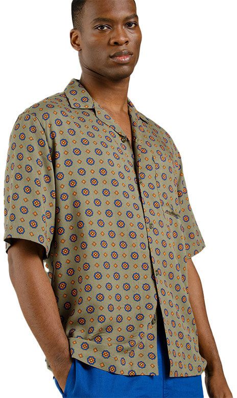 Dedicated Shirt Marstrand Medallion Ditsy Green