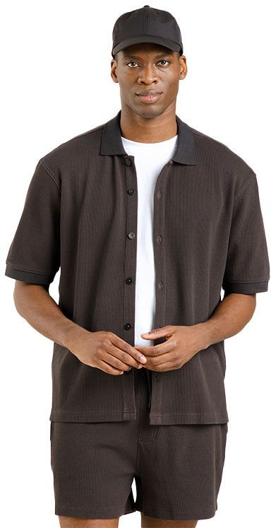 Dedicated Shirt Falkvik Waffle Phantom Black