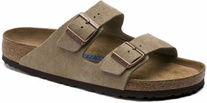 Birkenstock Arizona Soft Footbed Suede Leather Taupe Narrow Fit