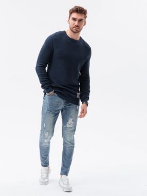 Tmavo-modrý elegantný sveter E185 galéria