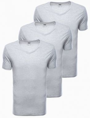 Trojbalenie šedých bavlnených tričiek s V výstrihom Z29-V10