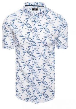 Biela pánska letná košeľa s modrou originálnou potlačou