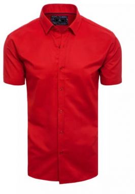 Módna červená jednofarebná košeľa s krátkym rukávom