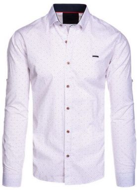 Módna vzorovaná slim fit košeľa v bielej farbe