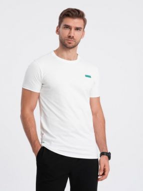 Jedinečné biele bavlnené tričko s nášivkou V5 TSCT-0151