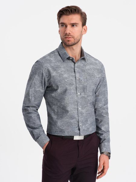 Trendy flanelová šedá košeľa V3 SHCS-0157