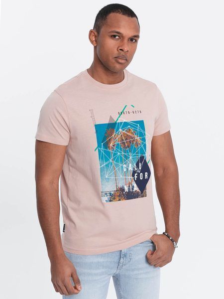Trendy ružové tričko s nápisom V2 TSPT-0128