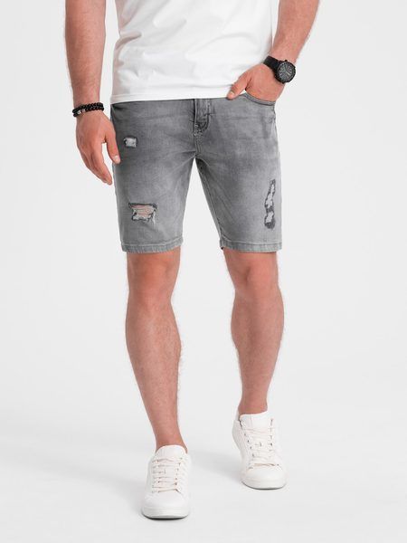 Moderné šedé riflové kraťasy V2 SRDS-0146