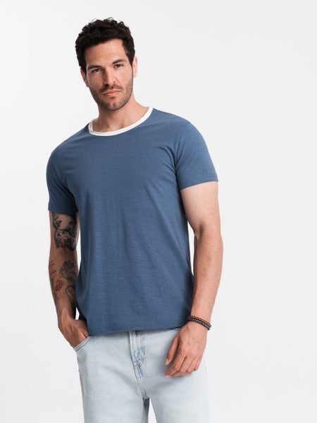 Trendy tmavo modré tričko bez potlače V3 TSCT-22SS-004
