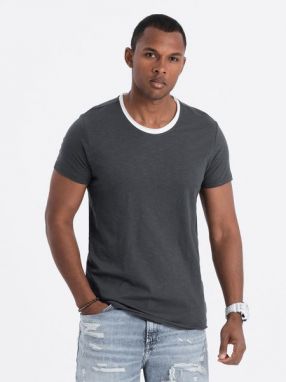 Trendy grafitové tričko bez potlače V7 TSCT-22SS-004