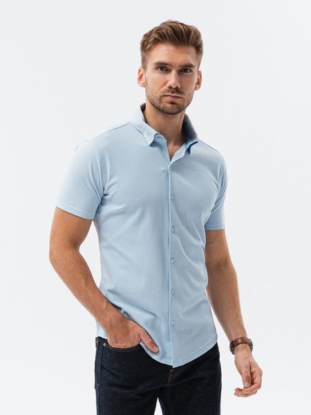 Trendy modrá košeľa V3 SHSS-0100