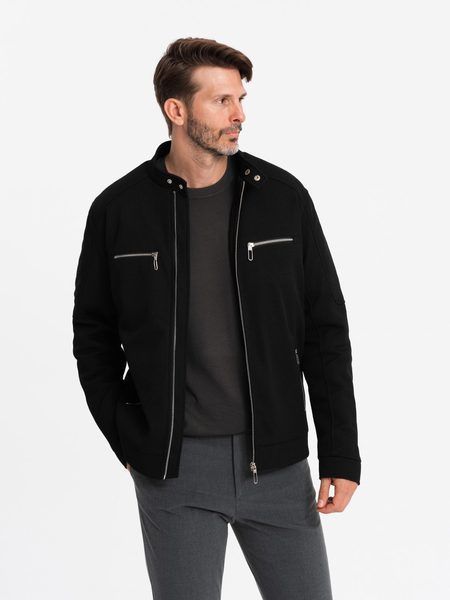 Trendy čierna motorkárska bunda V2 JALP-0157