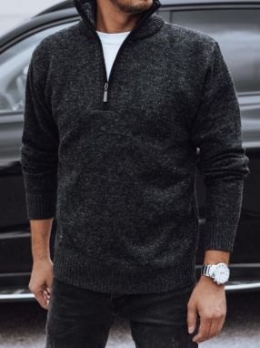 Elegantný pánsky sveter v čiernej farbe na zips
