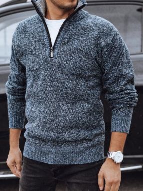 Elegantný pánsky sveter v modrej farbe na zips