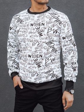 Trendy biela pánska mikina s nápismi