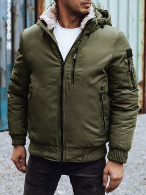 Moderná zelená zimná bomber bunda