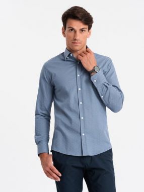 Elegantná modrá slim-fit košeľa V1 SHCS-0174
