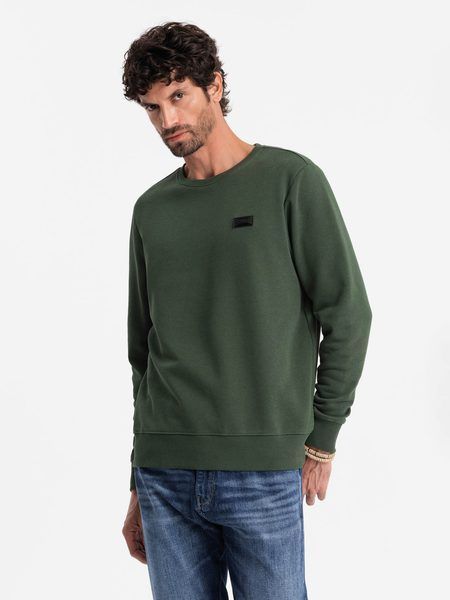 Trendy zelená mikina s nášivkou V4 SSNZ-0136