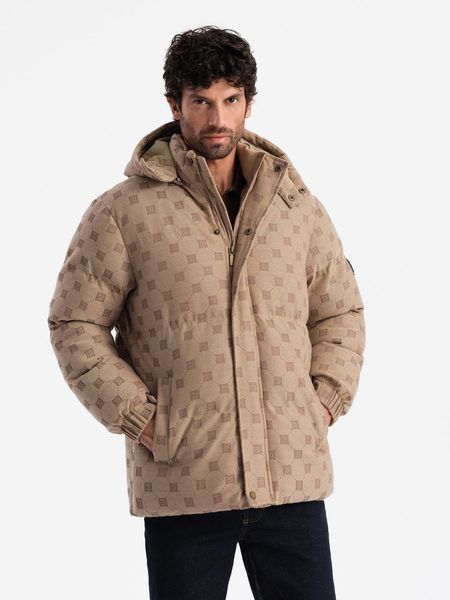 Elegantná prešívaná hnedá zimná bunda V2 JAHP-0195