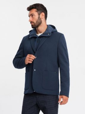 Neobyčajné tmavo modré pánske sako V3 BLZB-0133
