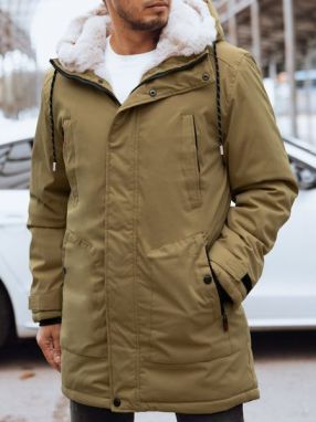 Trendy tmavobéžová pánska zimná bunda