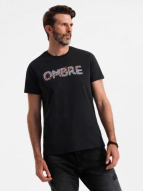 Trendy čierne bavlnené tričko s nápisom V2 TSPT-0211