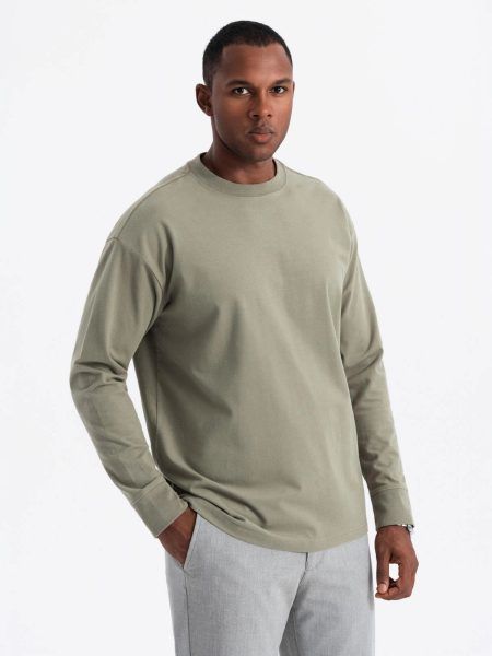 Moderné khaki  pánske tričko V4 LSBC-0129