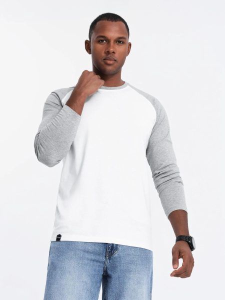 Trendy bielo-šedé pánske tričko V5 LSCL-0105