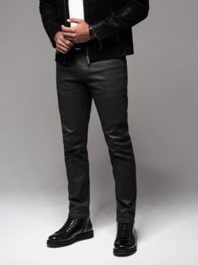 Lesklé pánske čierne slim fit rifle V4  PADP-149