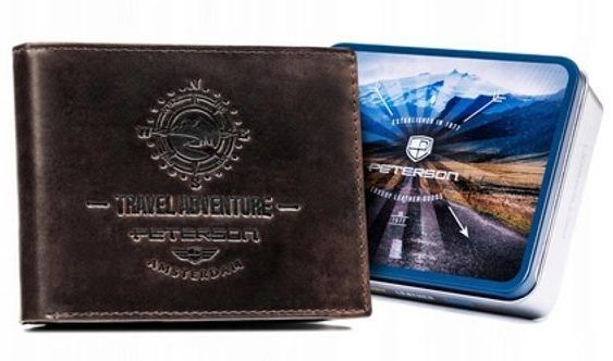 Kožená hnedá pánska peňaženka - Travel Adventure