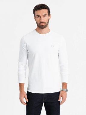 Trendy biele tričko s dlhým rukávom a s logom V2 LSBC-0124