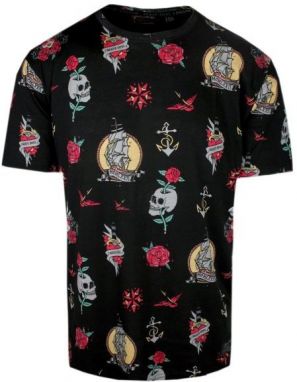 Čierne pánske tričko s trendy potlačou