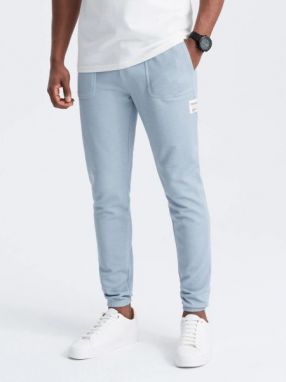 Trendy svetlo modré pletené tepláky V4 PASK-0211