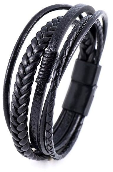Dizajnový pánsky čierny náramok SL-264 A