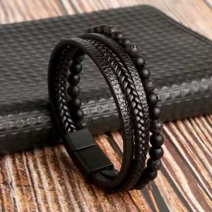 Trendy čierny pánsky náramok SL-261