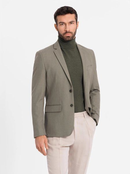 Elegantné olivové pánske sako V5 BLZB-0135