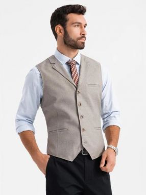 Jedinečná béžová elegantná vesta V3 BLZV-0109