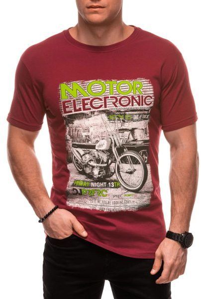Červené tričko s moto-potlačou S2029