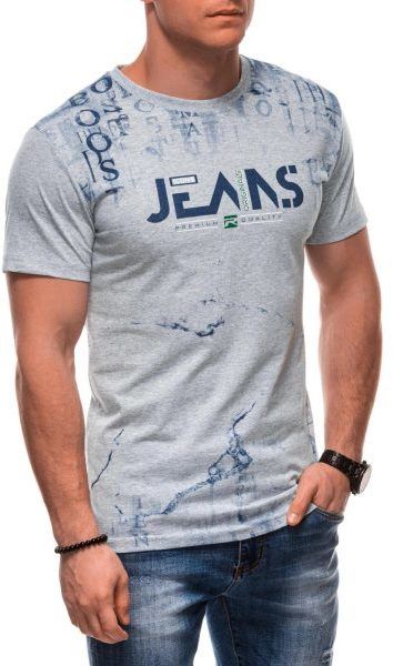 Módne šedé tričko s nápisom Jeans S2034