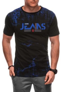 Módne čierne tričko s nápisom Jeans S2034