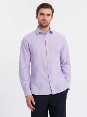 Trendy pánska levanduľová košeľa s dlhým rukávom V2 SHOS-0183