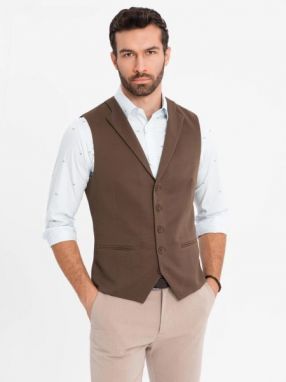 Moderná hnedá elegantná vesta V2 BLZV-0144