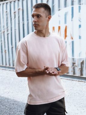 Štýlové pánske tričko s krátkym rukávom ružové