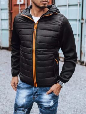 Moderná prešívaná pánska bunda čiernej farby