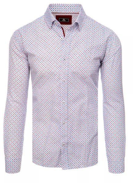 Vzorovaná slim fit pánska košeľa v bielej farbe