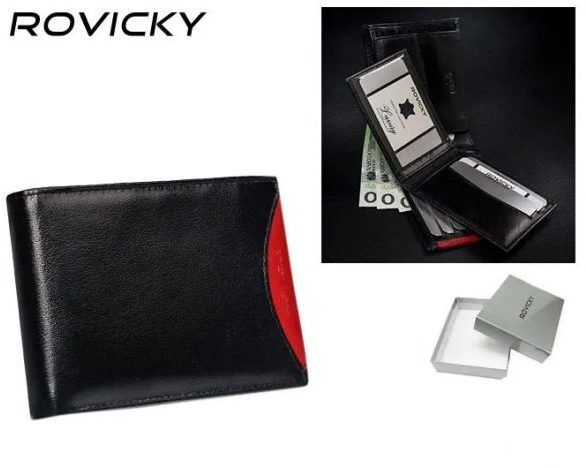 Kožená pánska peňaženka Rovicky v čiernej farbe