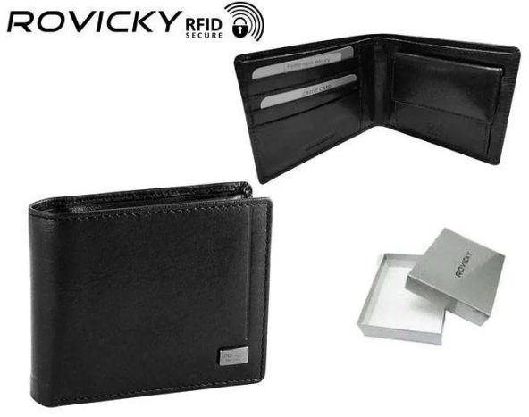 Elegantná kožená čierna peňaženka Rovicky