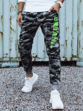 Trendy maskáčové tepláky pre pánov v šedom farebnom prevedení