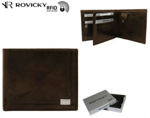 Kožená hnedá pánska peňaženka Rovicky